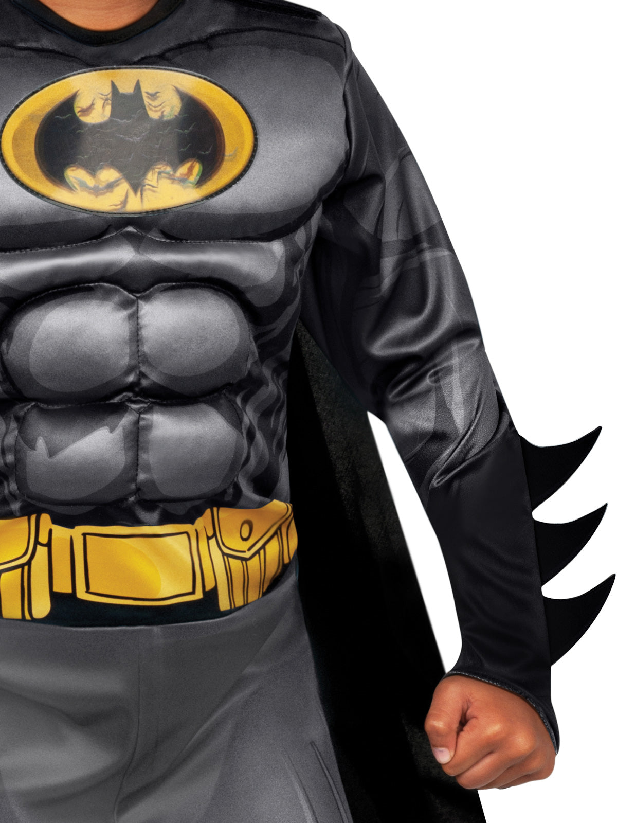 Batman Deluxe Lenticular Muscle Chest Costume for Kids Official DC Comics Black Colour
