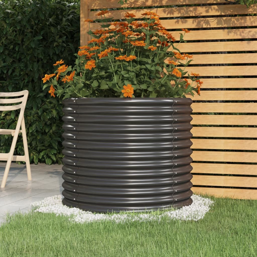Garden Planter Galvanised Steel 80x80x68 cm Anthracite