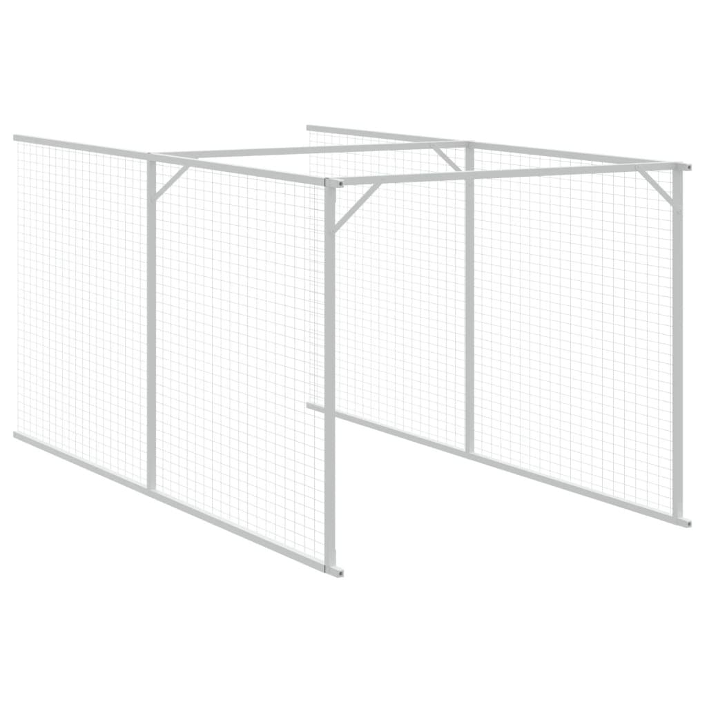 Dog House with Run Galvanised Steel Kennel Pet Cage Outdoor Run Anthracite