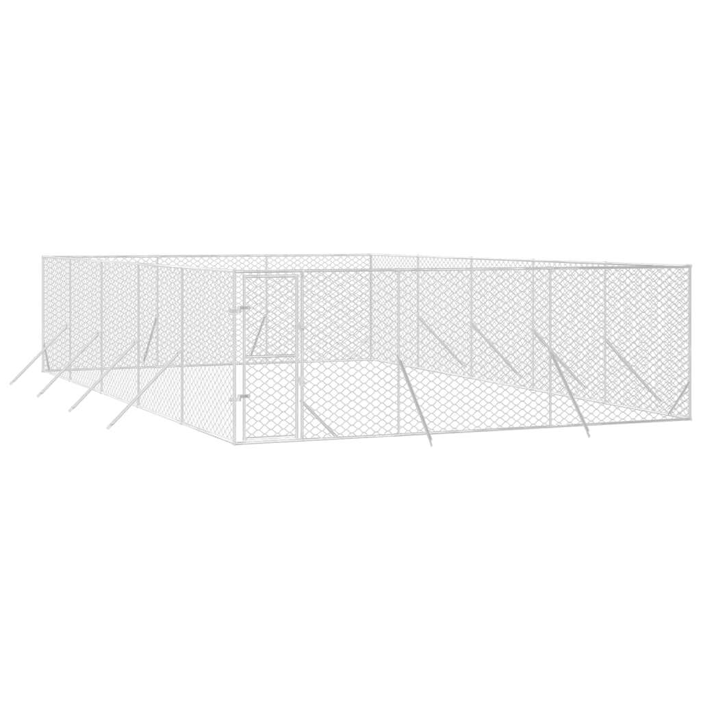 Outdoor Dog Kennel Galvanised Steel Pet Enclosure Run Cage Silver