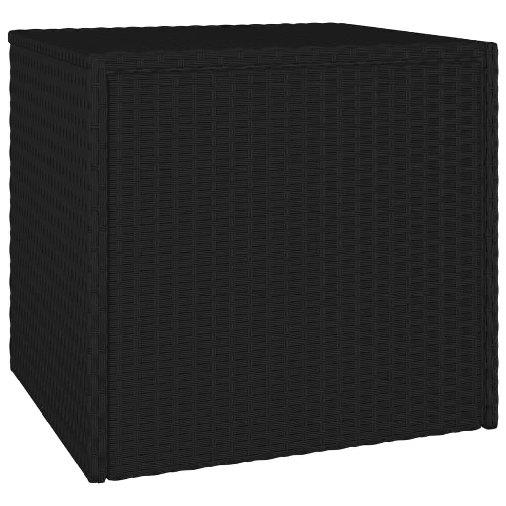 Side Tables 3pcs Poly Rattan Steel Frame Outdoor Patio Furniture Set Black