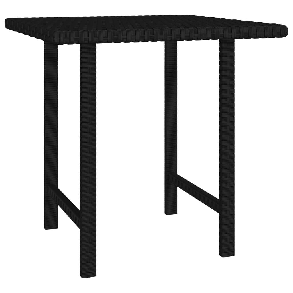 Side Tables 3pcs Poly Rattan Steel Frame Outdoor Patio Furniture Set Black