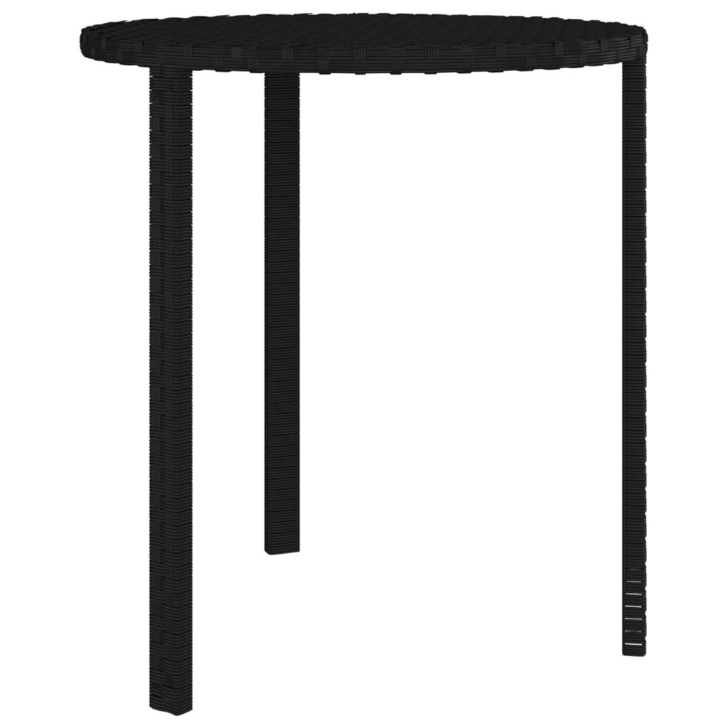 Side Tables 3pcs Poly Rattan Steel Frame Outdoor Patio Furniture Set Black