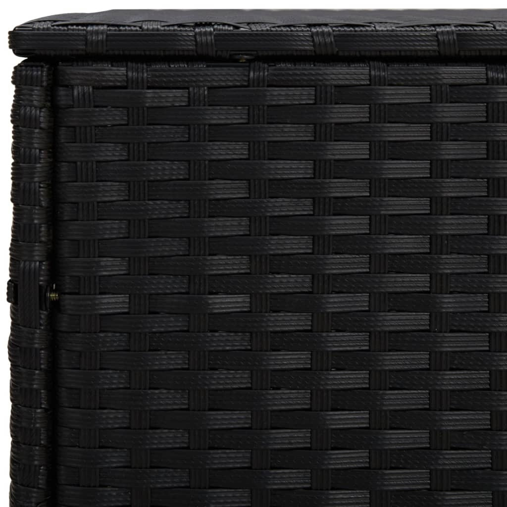 Side Tables 3pcs Poly Rattan Steel Frame Outdoor Patio Furniture Set Black