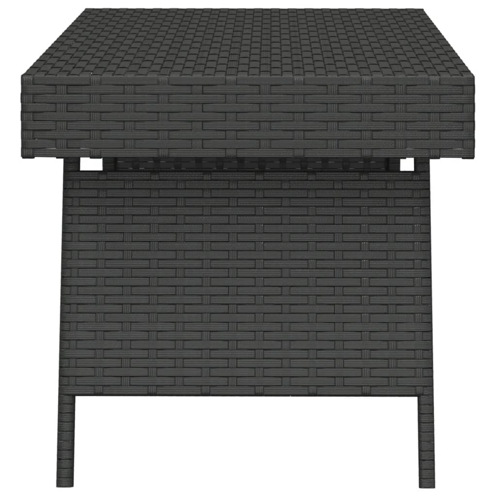 Foldable Side Table Poly Rattan Steel Frame Outdoor Patio 60x40x38cm Black