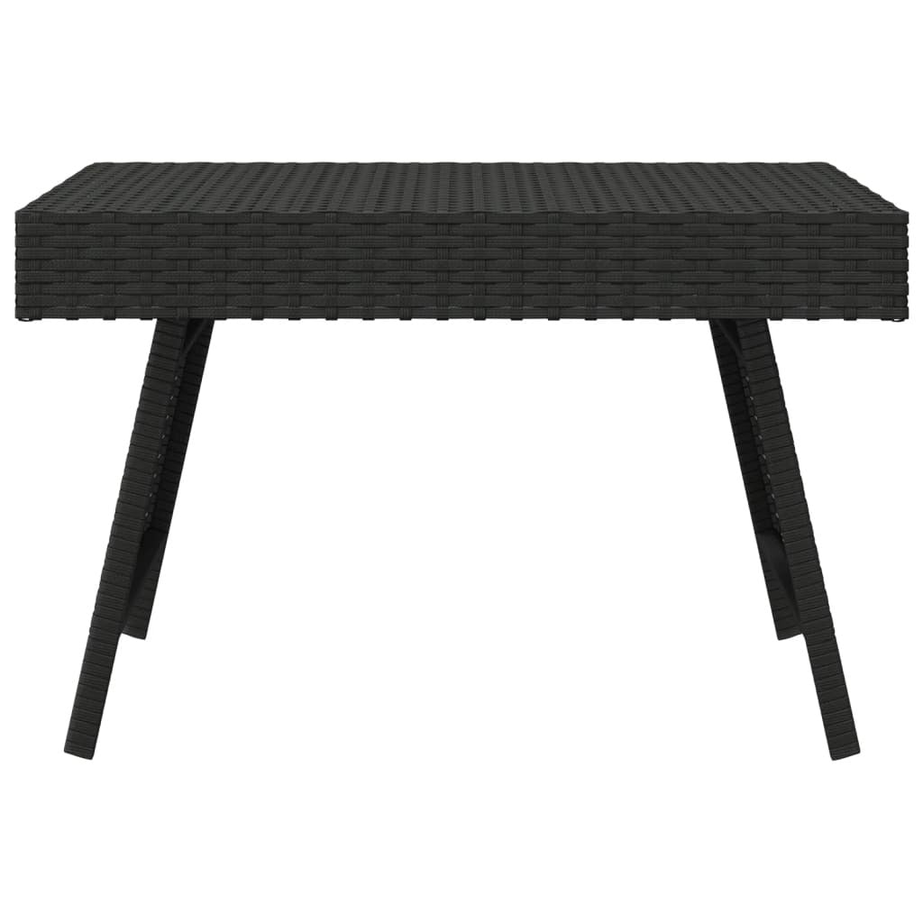 Foldable Side Table Poly Rattan Steel Frame Outdoor Patio 60x40x38cm Black