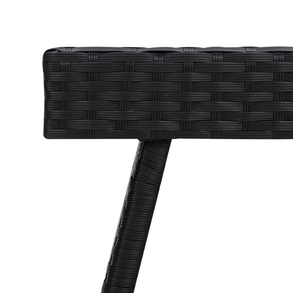 Foldable Side Table Poly Rattan Steel Frame Outdoor Patio 60x40x38cm Black