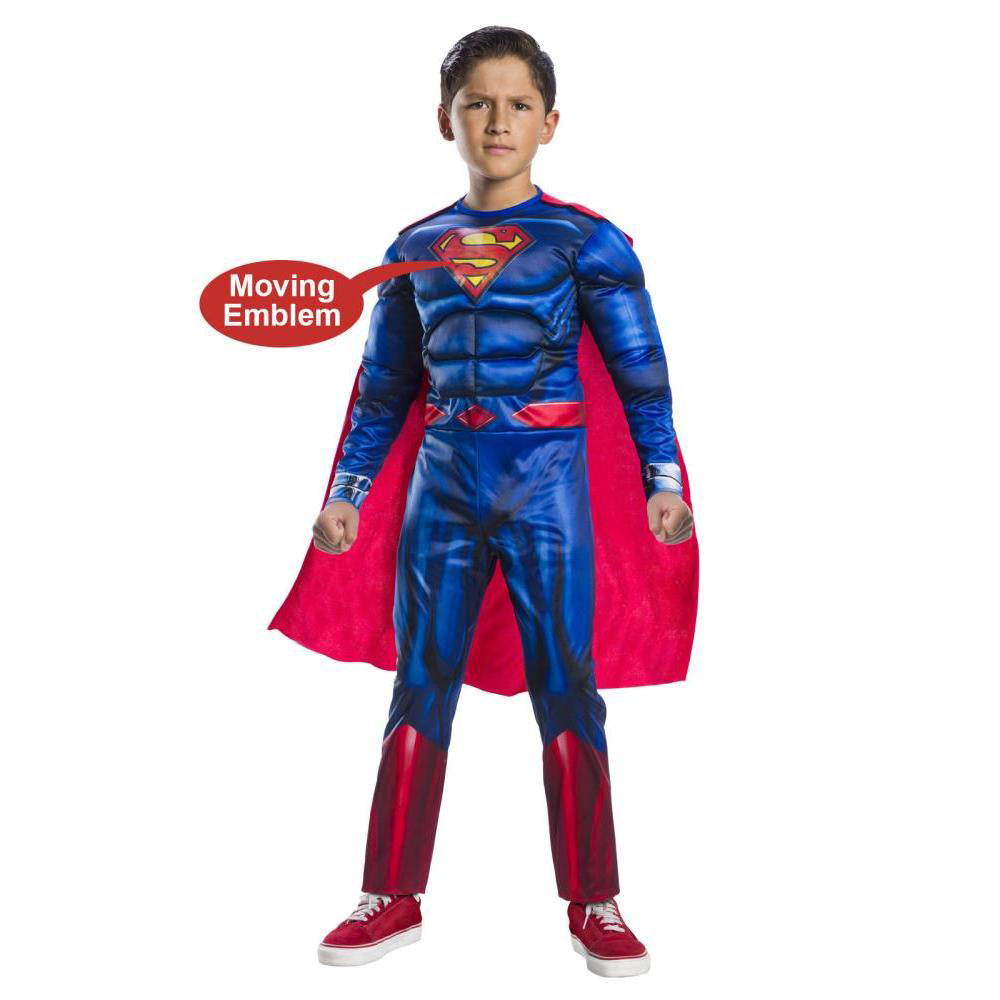 Superman Costume for Kids Deluxe Muscle Chest with Lenticular Logo Suit