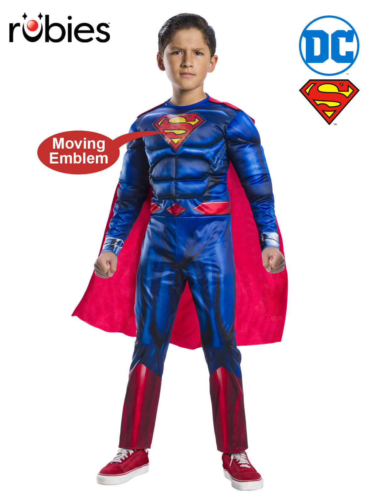 Superman Costume for Kids Deluxe Muscle Chest with Lenticular Logo Suit