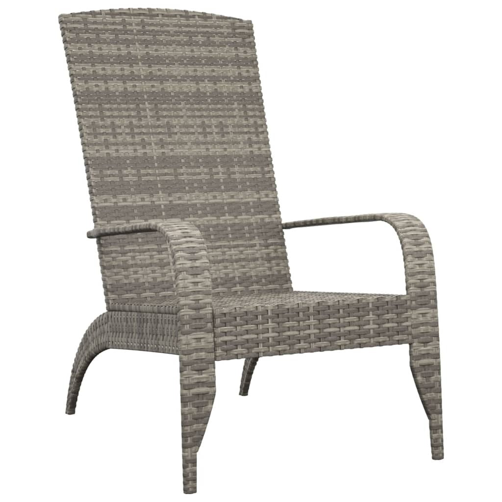 Garden Adirondack Chair Poly Rattan Steel Frame Outdoor Patio Seating Grey
