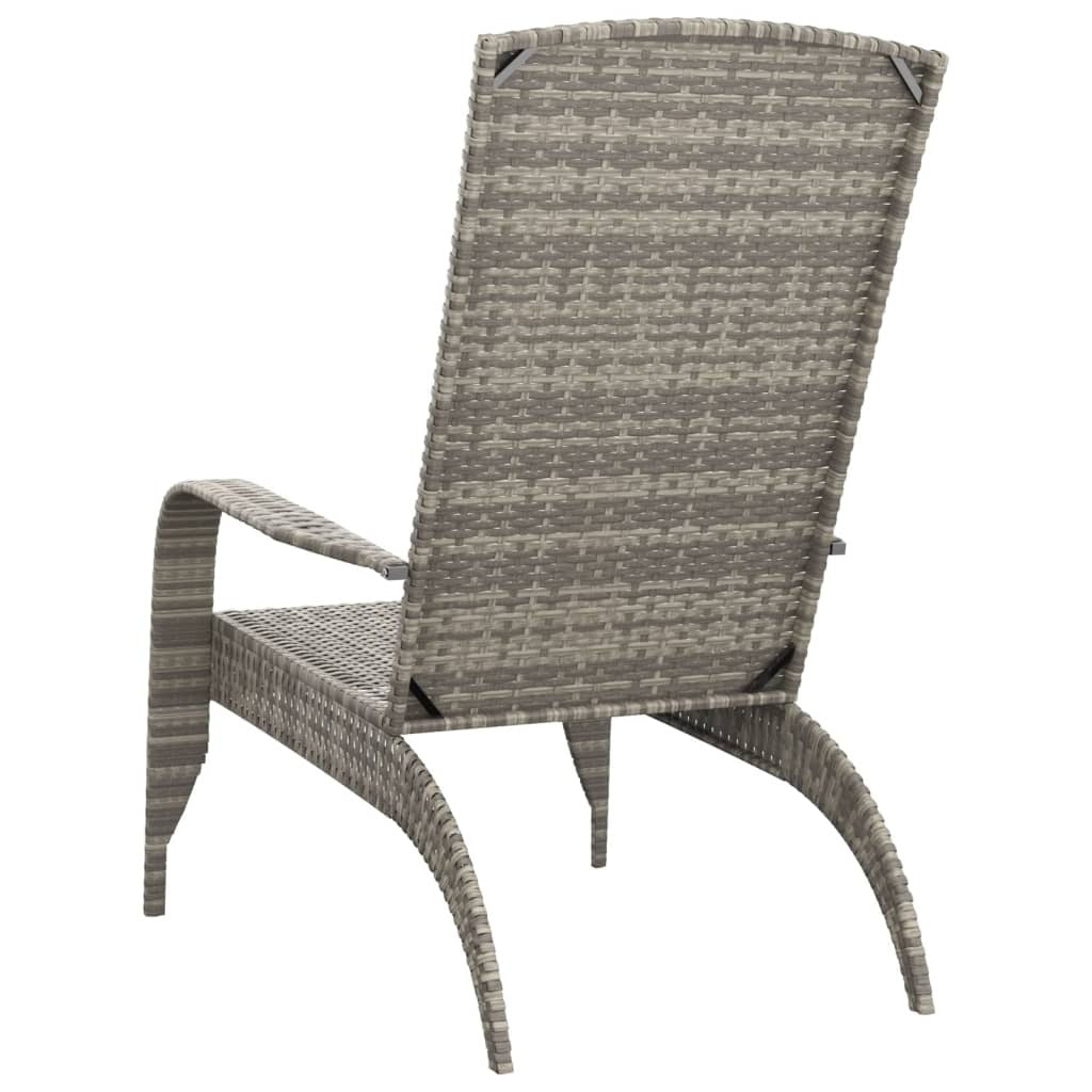 Garden Adirondack Chair Poly Rattan Steel Frame Outdoor Patio Seating Grey