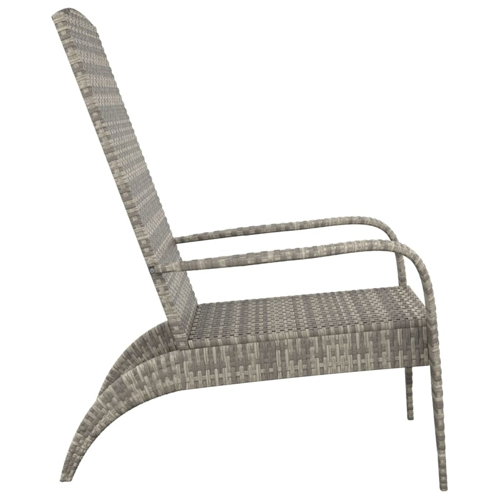 Garden Adirondack Chair Poly Rattan Steel Frame Outdoor Patio Seating Grey