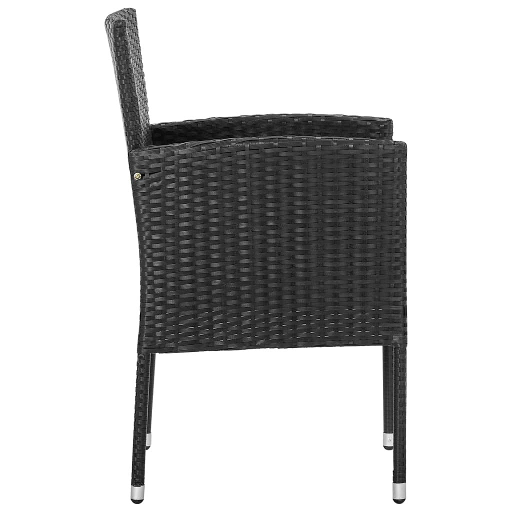 Garden Dining Set Poly Rattan Steel 5 Piece Black Patio