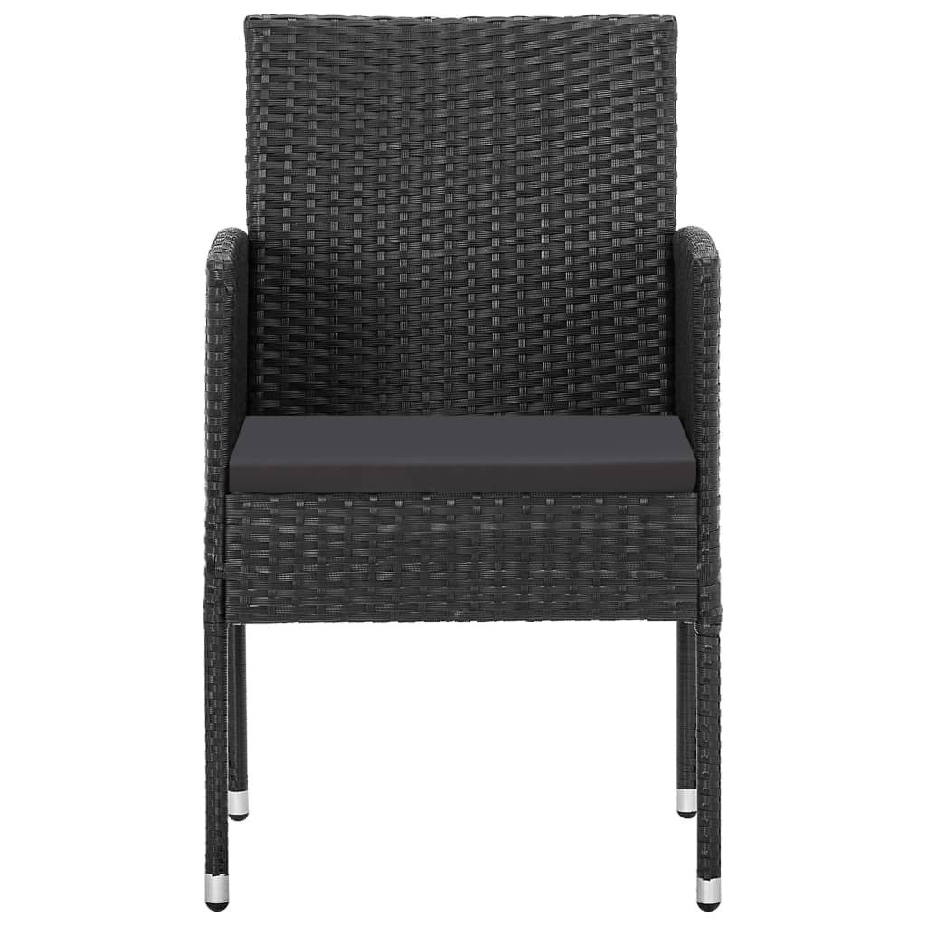 Garden Dining Set Poly Rattan Steel 5 Piece Black Patio