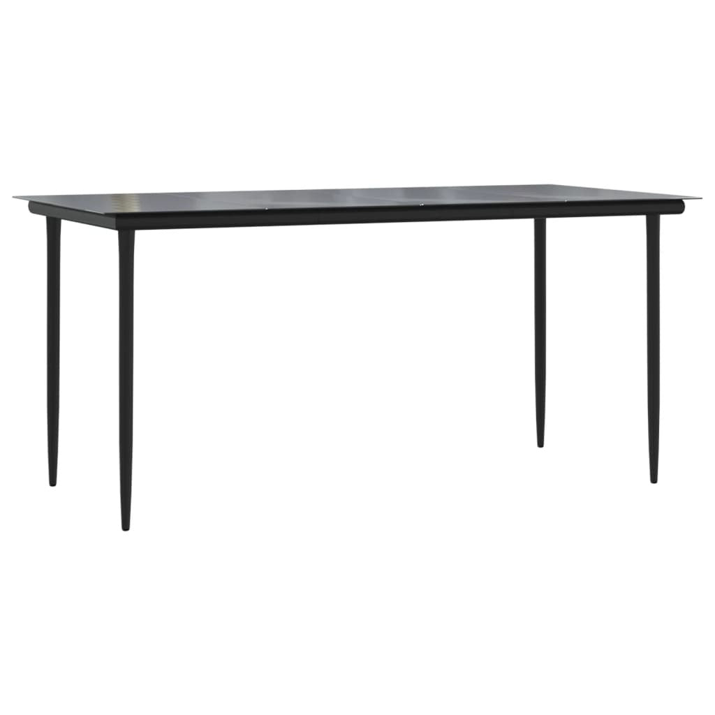 Garden Dining Set Poly Rattan Steel 5 Piece Black Patio