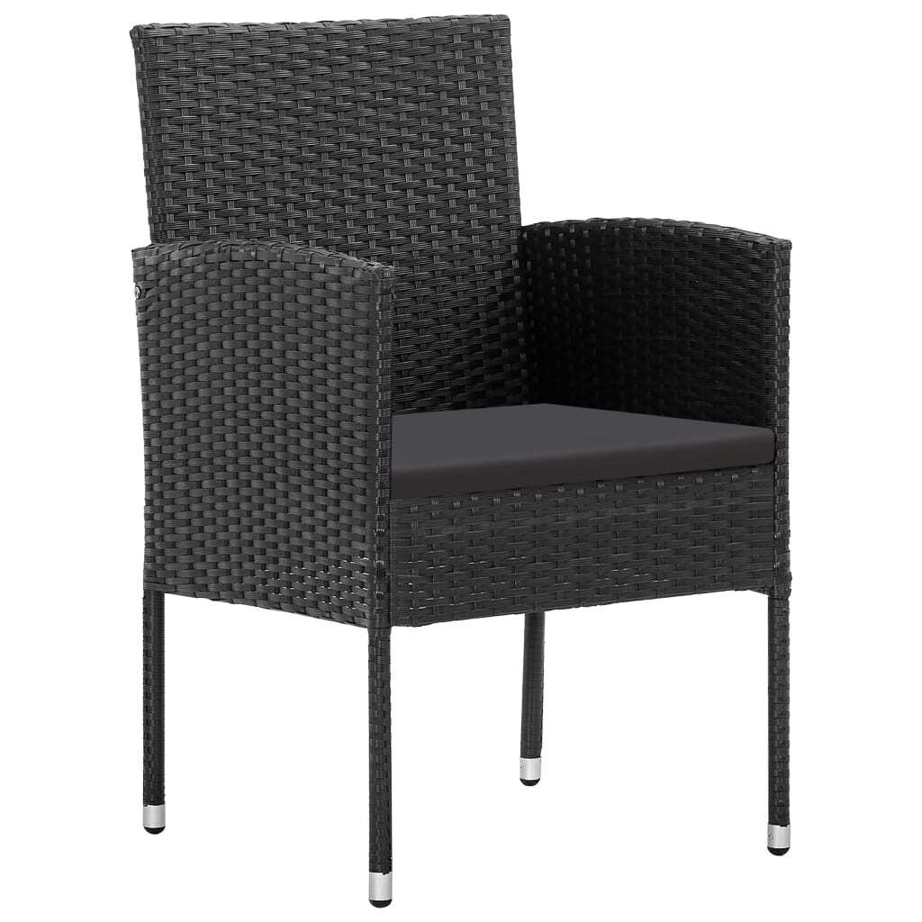 Garden Dining Set Poly Rattan Steel 5 Piece Black Patio