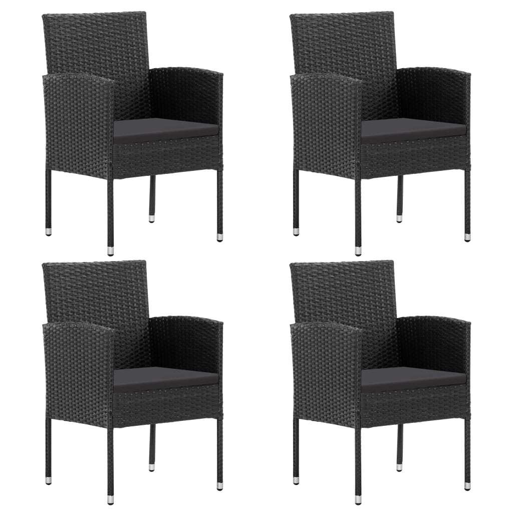 Garden Dining Set Poly Rattan Steel 5 Piece Black Patio