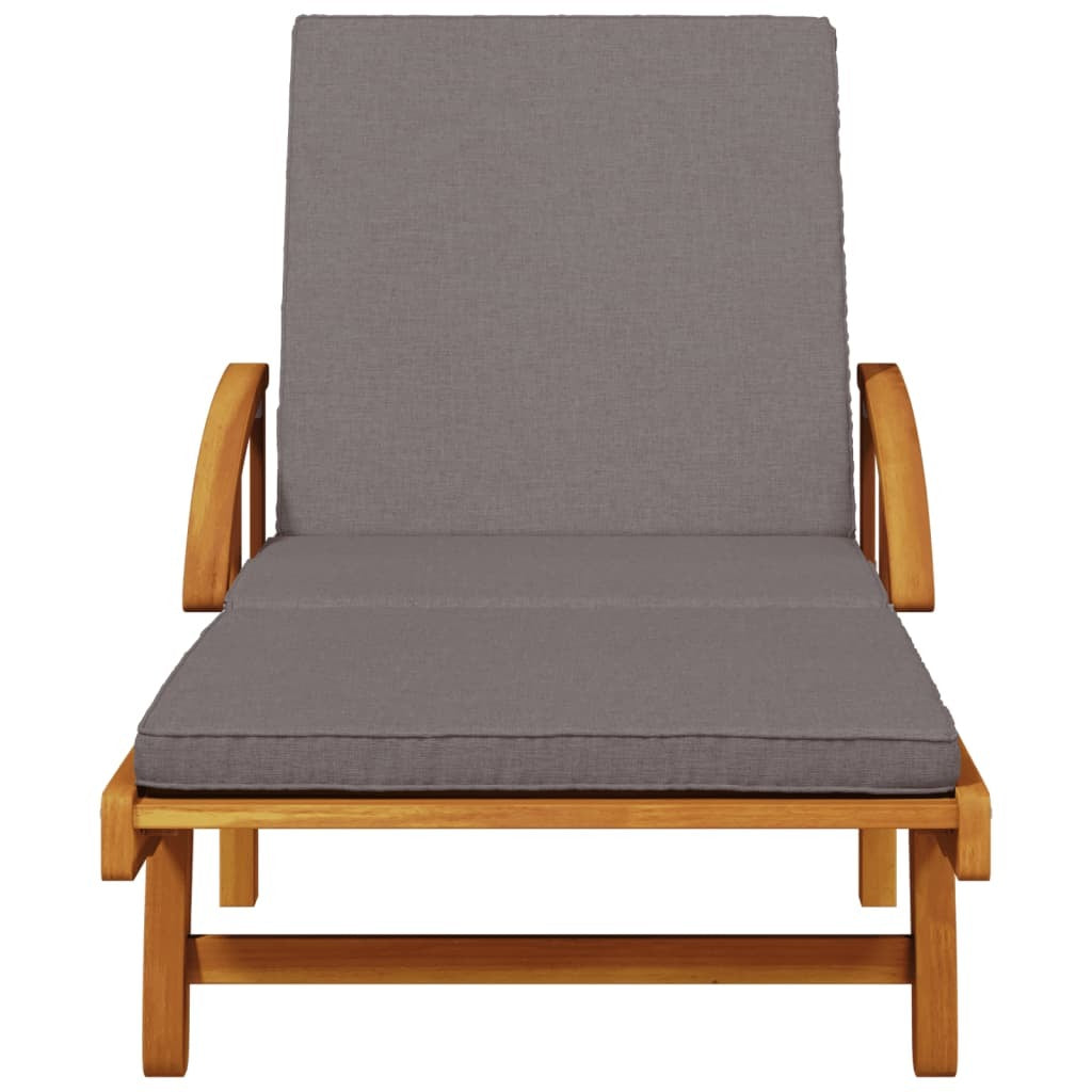 Sun Loungers 2 pcs Solid Acacia Wood Reclining Outdoor With Table