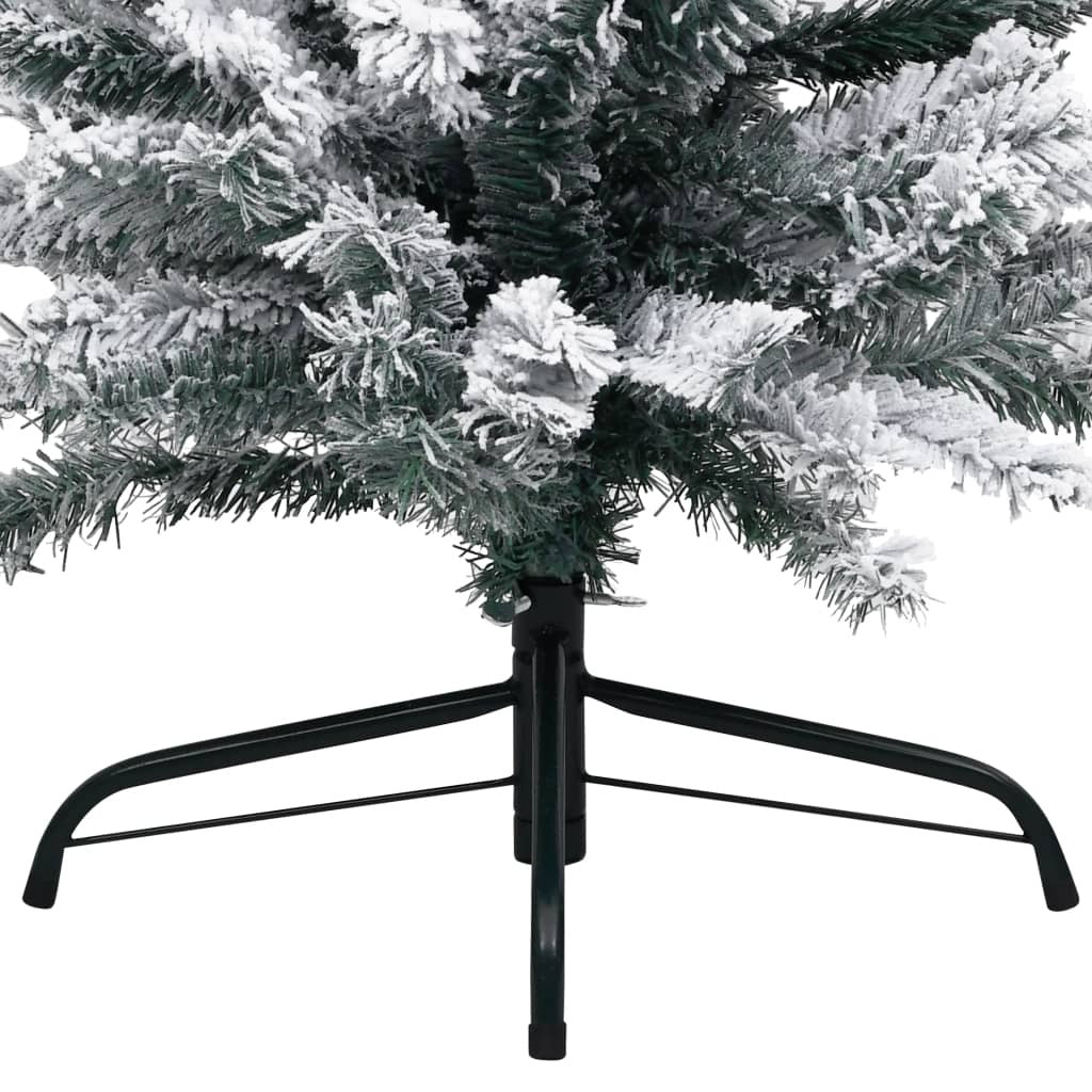Slim Artificial Christmas Tree with Flocked Snow Green 240 cm PVC