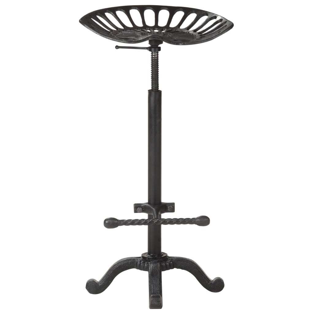 Bar Stool Cast Iron Adjustable Height Footrest Vintage Home Bar Cafe Black
