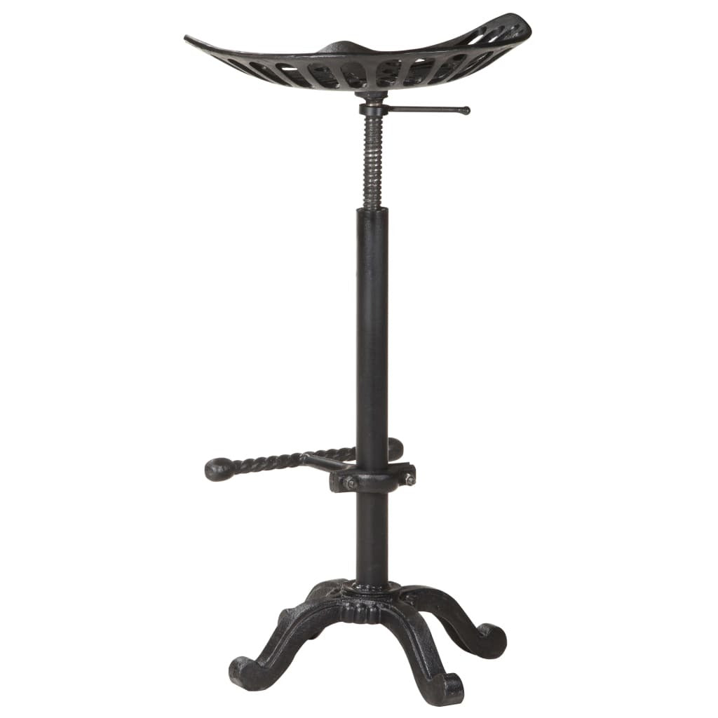Bar Stool Cast Iron Adjustable Height Footrest Vintage Home Bar Cafe Black