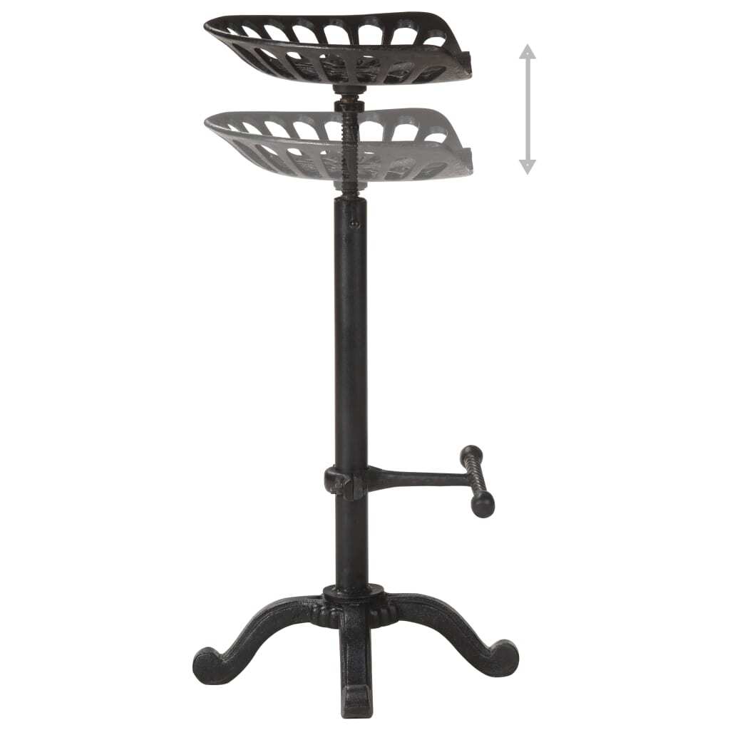 Bar Stool Cast Iron Adjustable Height Footrest Vintage Home Bar Cafe Black