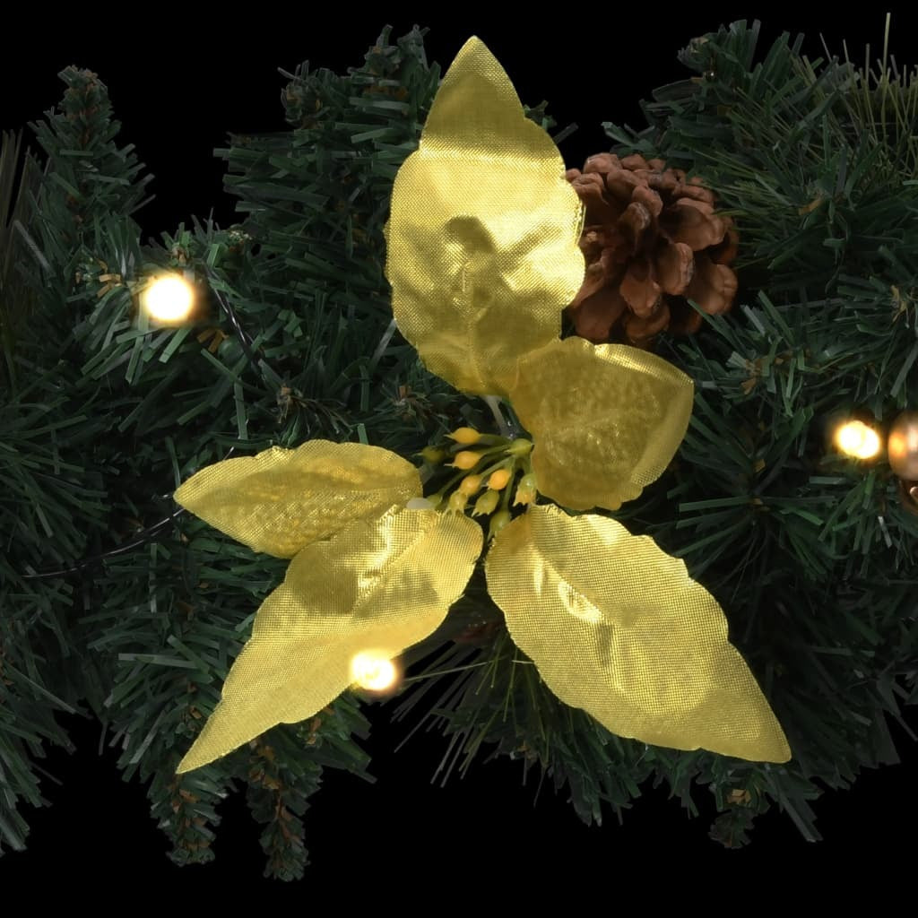 Christmas Garland with LED Lights Green 2.7 m PVC