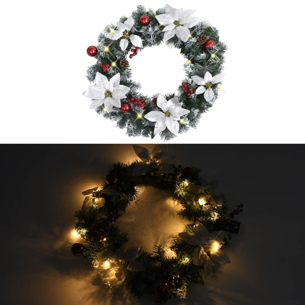 Christmas Wreath with LED Lights Green 60 cm PVC