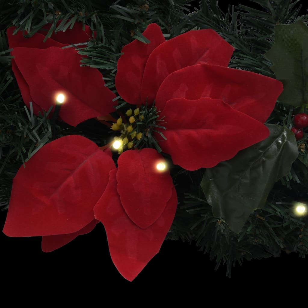 Christmas Wreath with LED Lights Green 60 cm PVC