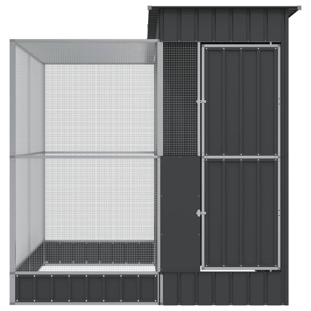 Aviary with Extension Galvanised Steel Bird Cage Outdoor Walk In Run Silver