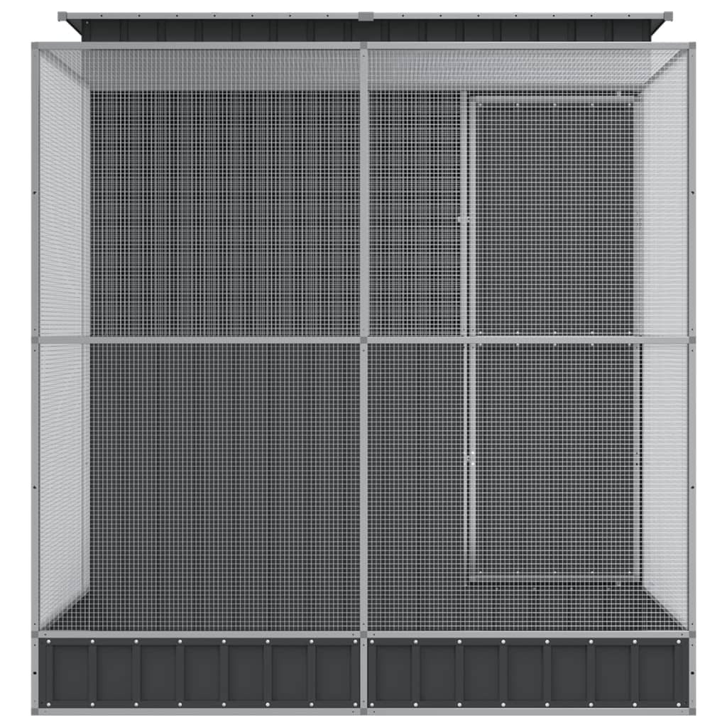 Aviary with Extension Galvanised Steel Bird Cage Outdoor Walk In Run Silver