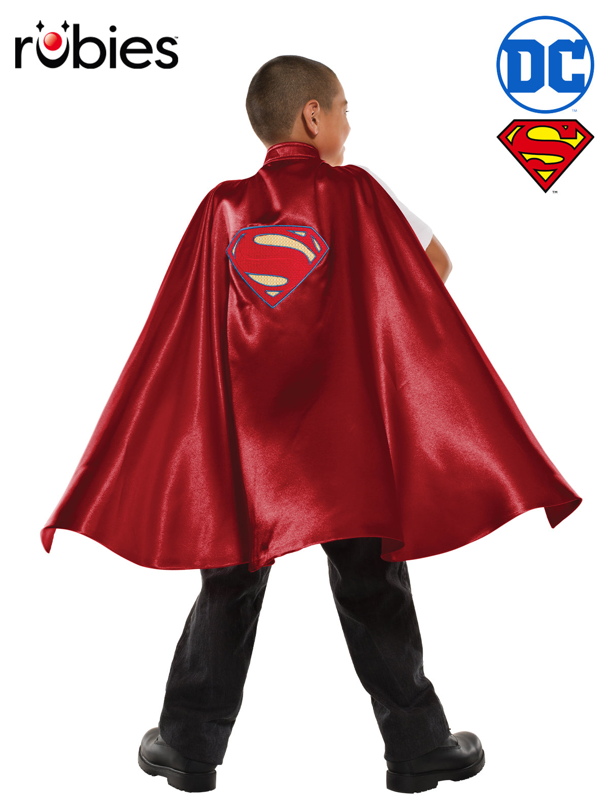 Superman Cape for Kids Deluxe Satin with Embroidered Logo Official DC
