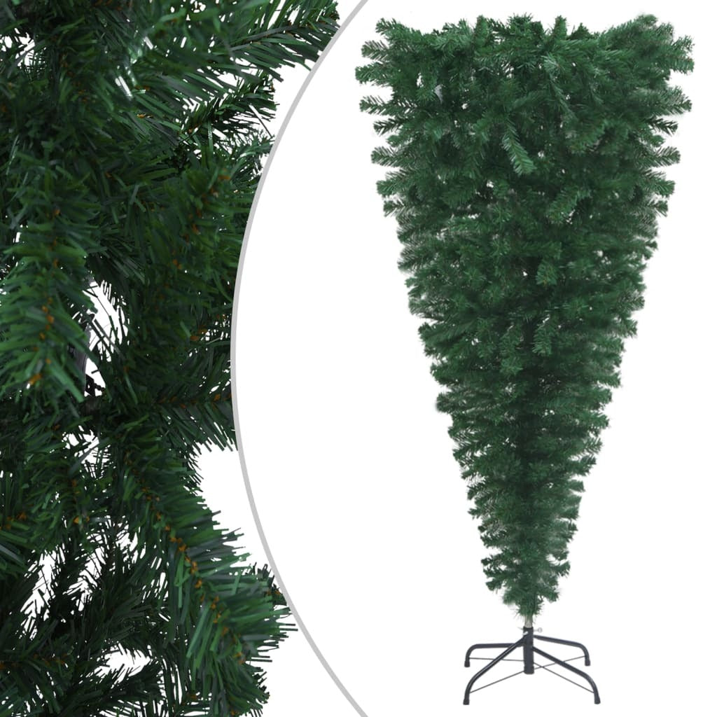 Upside-down Artificial Christmas Tree with Stand Green 210 cm
