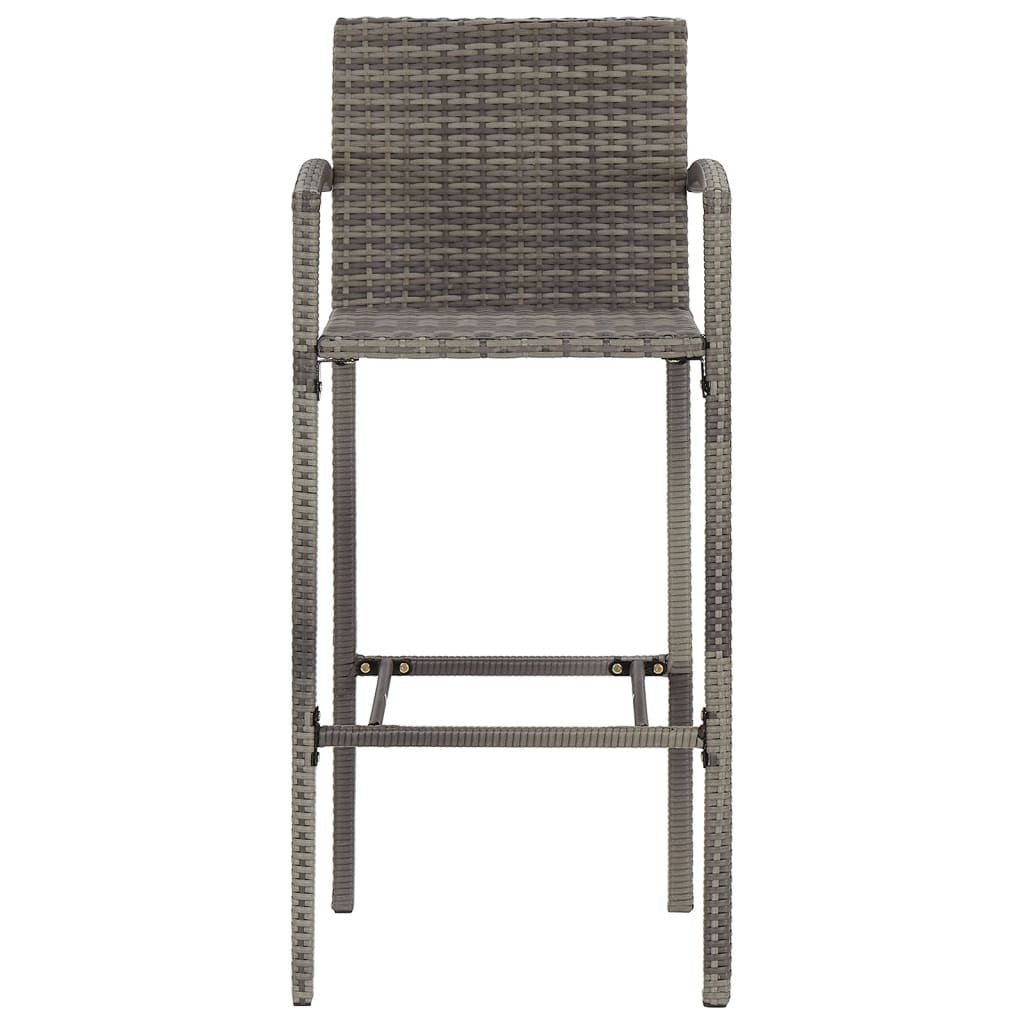 5 Piece Garden Bar Set Solid Acacia Wood Poly Rattan Outdoor Patio Set Grey