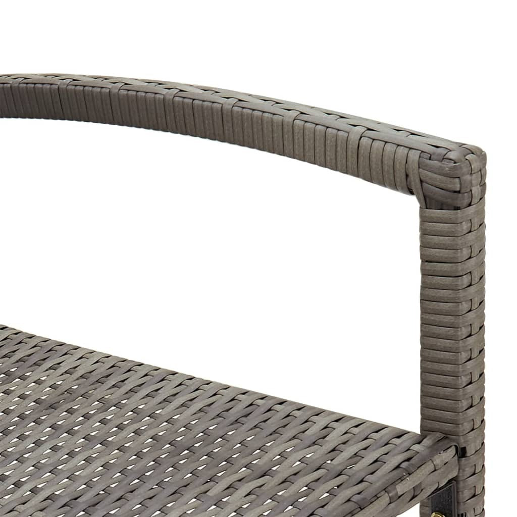 5 Piece Garden Bar Set Solid Acacia Wood Poly Rattan Outdoor Patio Set Grey