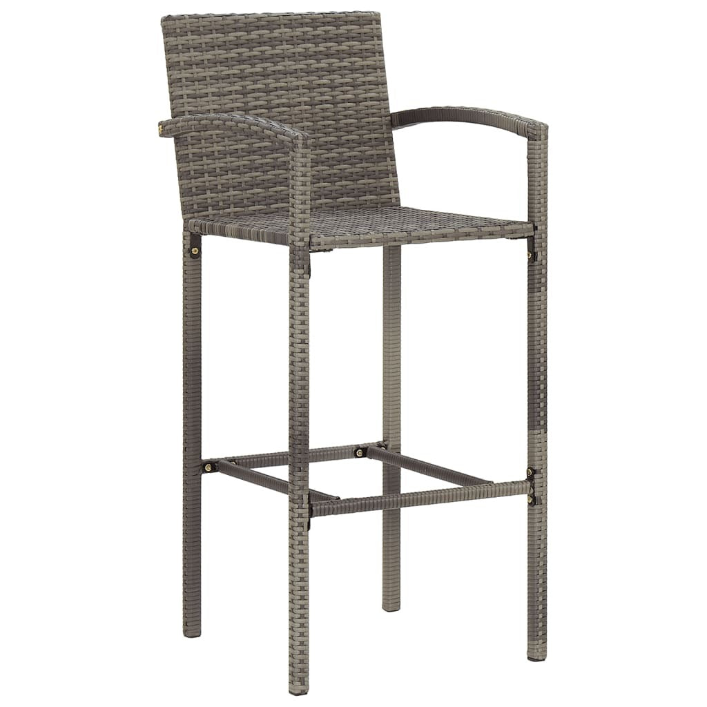 5 Piece Garden Bar Set Solid Acacia Wood Poly Rattan Outdoor Patio Set Grey