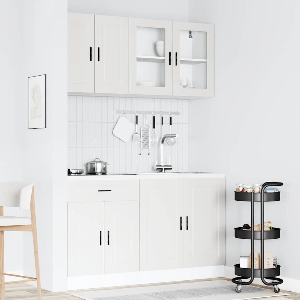 4 Piece Kitchen Cabinet Set Porto Engineered Wood Storage Unit Cupboard White