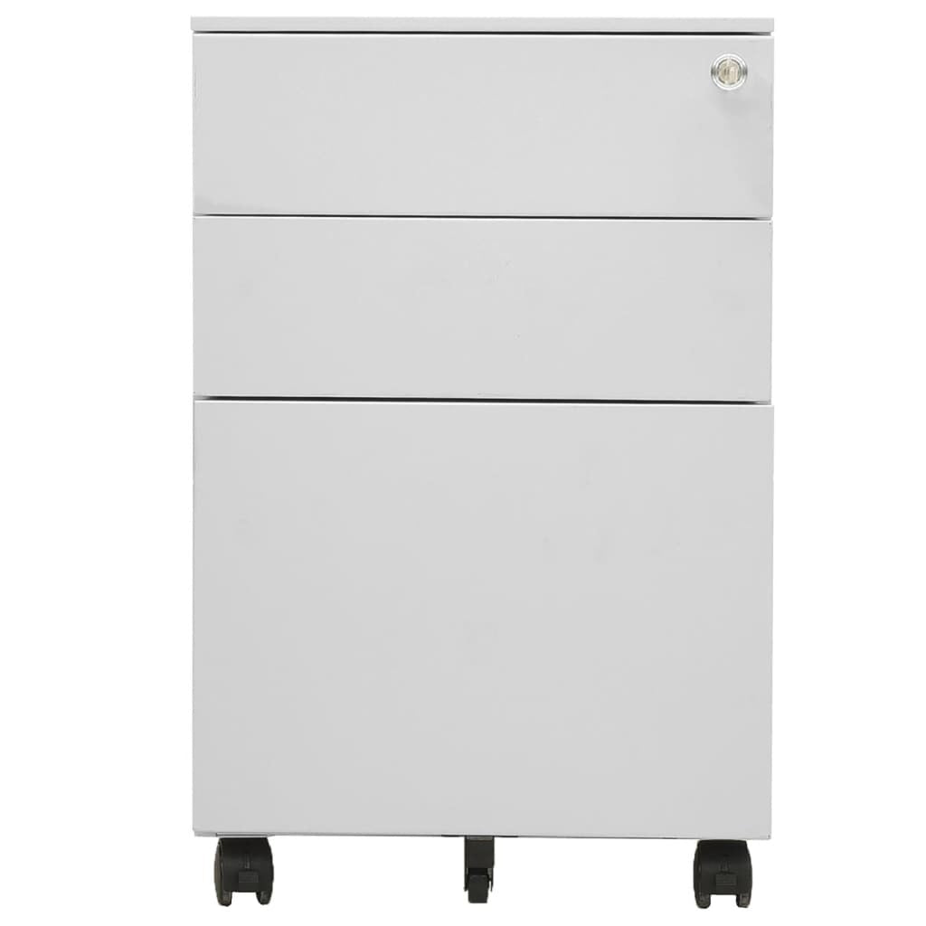 Mobile File Cabinet Steel 3 Drawer Lockable Office Storage 39x45x60cm Light Grey