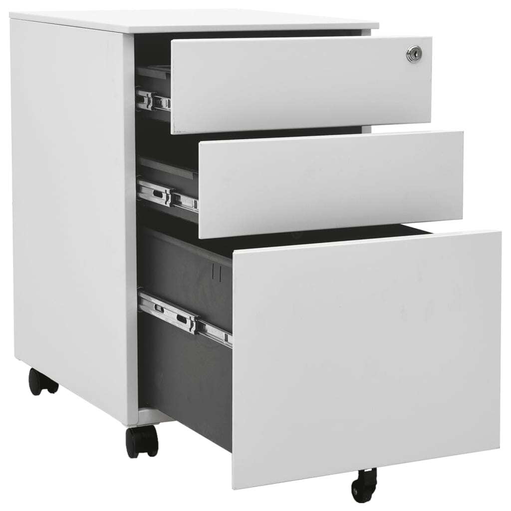 Mobile File Cabinet Steel 3 Drawer Lockable Office Storage 39x45x60cm Light Grey