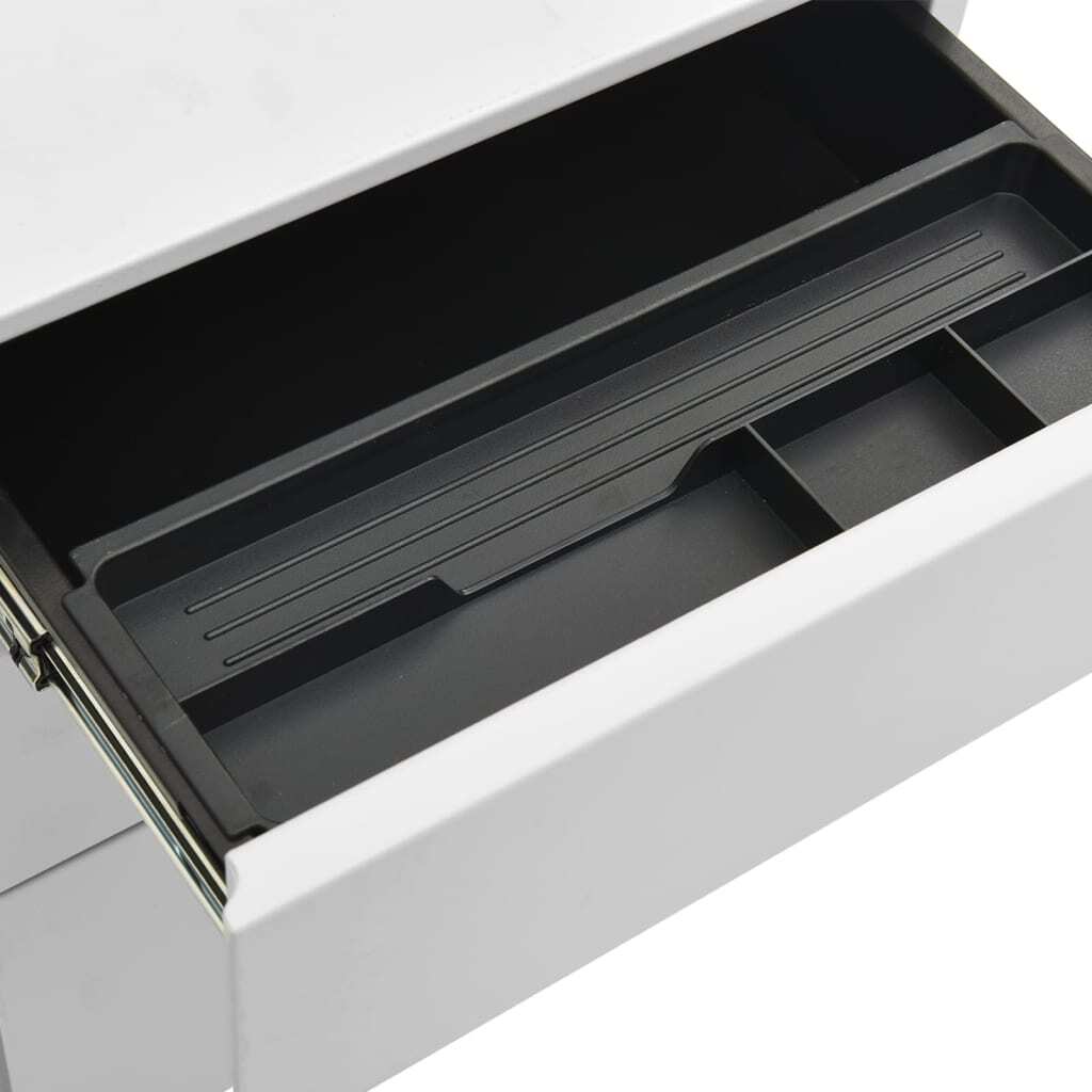 Mobile File Cabinet Steel 3 Drawer Lockable Office Storage 39x45x60cm Light Grey