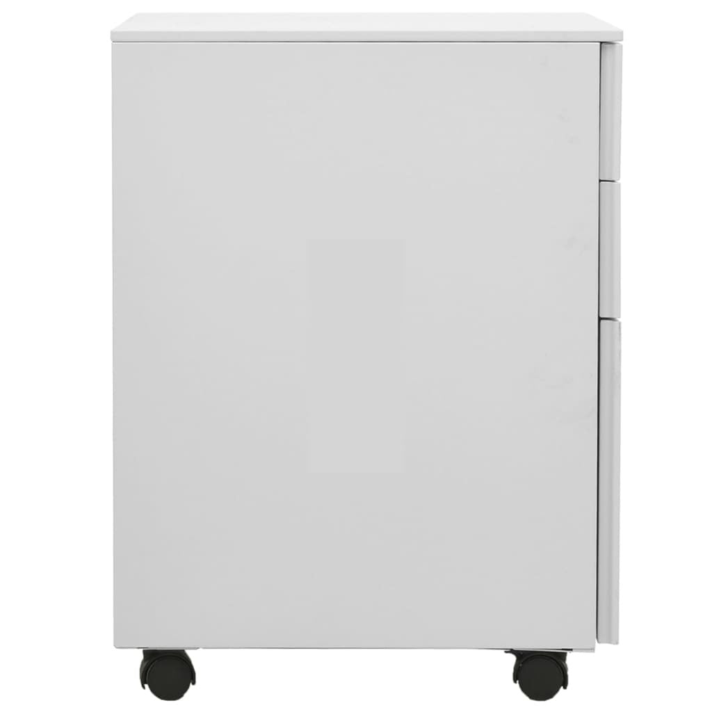Mobile File Cabinet Steel 3 Drawer Lockable Office Storage 39x45x60cm Light Grey