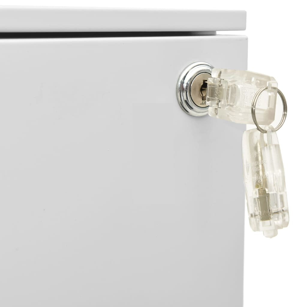 Mobile File Cabinet Steel 3 Drawer Lockable Office Storage 39x45x60cm Light Grey
