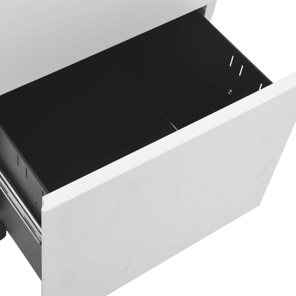 Mobile File Cabinet Steel 3 Drawer Lockable Office Storage 39x45x60cm Light Grey