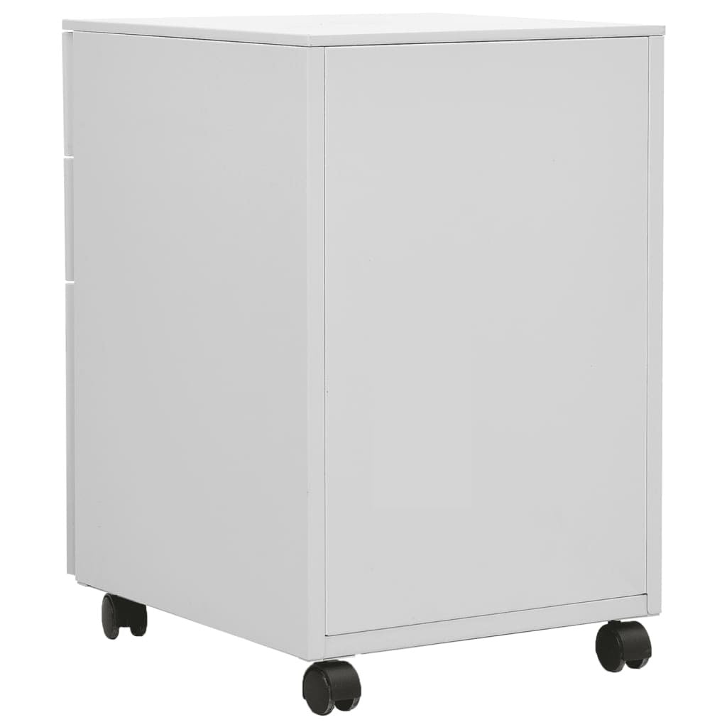 Mobile File Cabinet Steel 3 Drawer Lockable Office Storage 39x45x60cm Light Grey