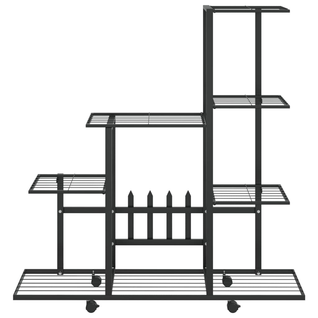 Flower Stand with Wheel 94.5x25x92.5 cm Black Metal