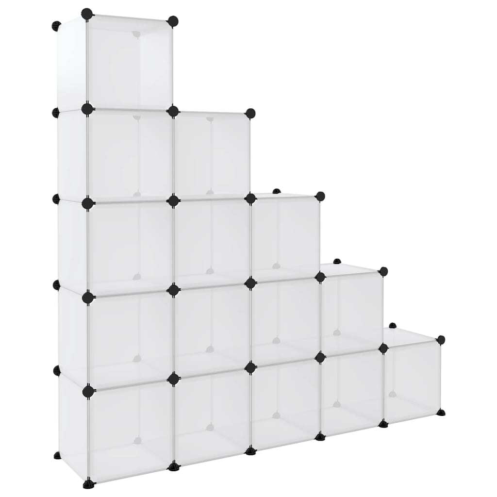 Storage Cube Organiser with 15 Cubes Transparent PP