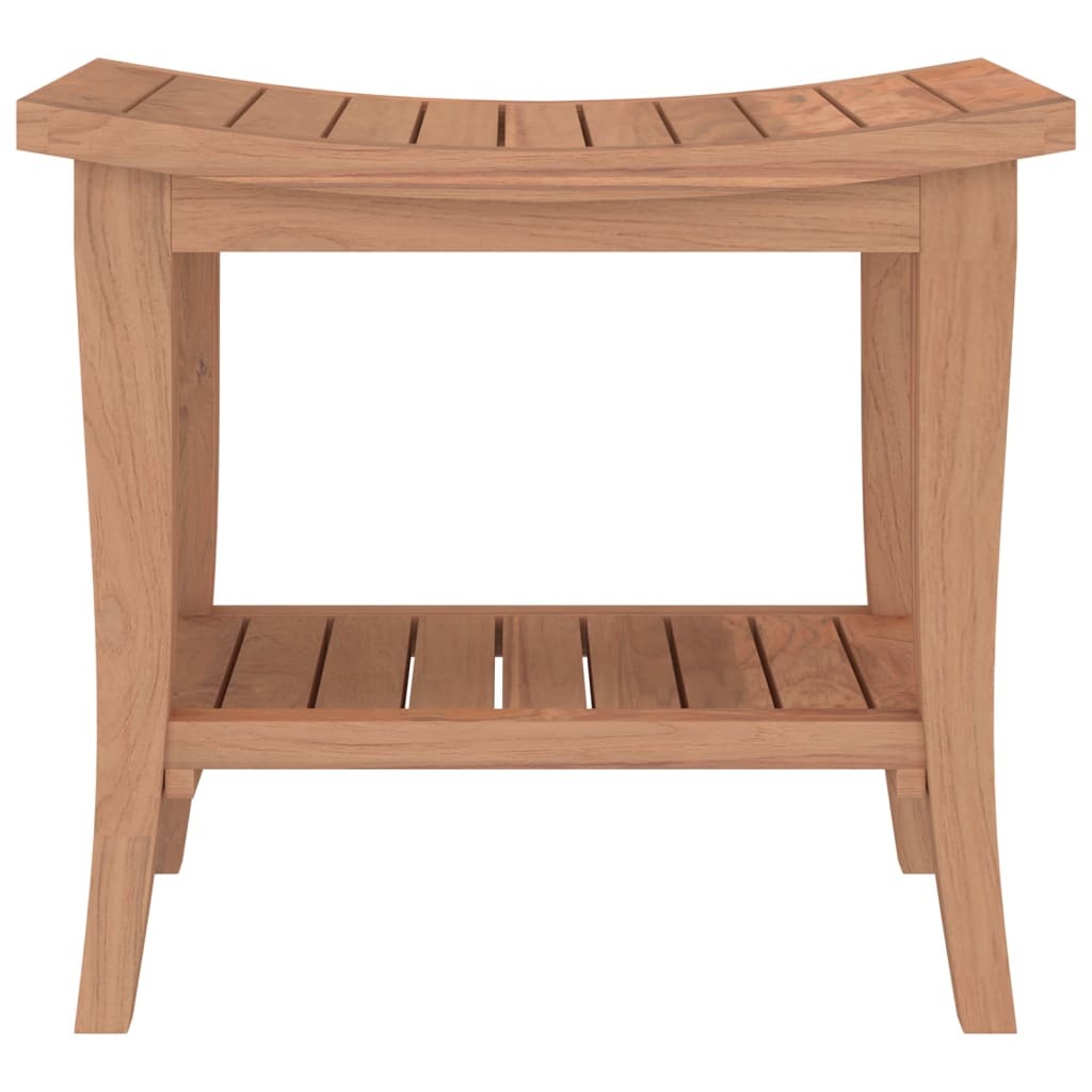 Bathroom Side Table Solid Teak Wood Storage Shelf Rustic Finish 50x35x45cm