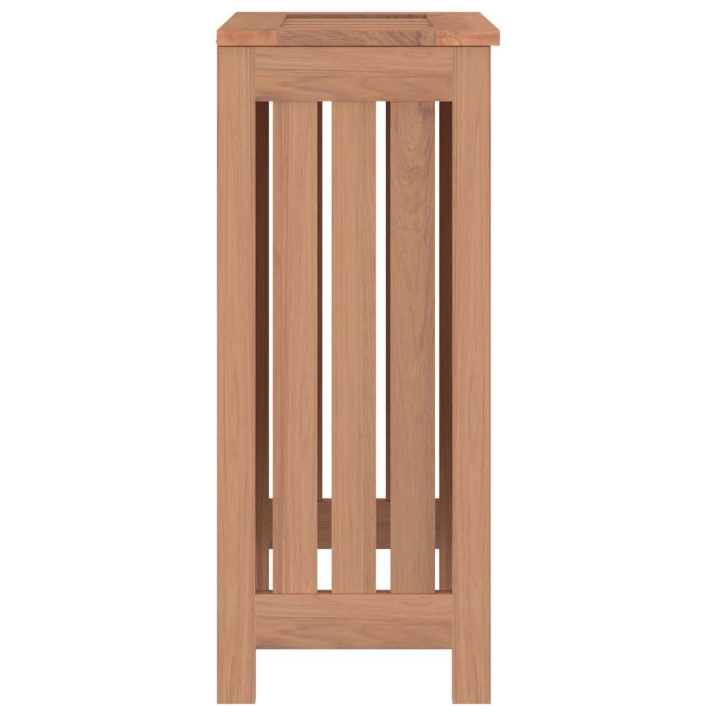 Wash Bin Solid Teak Wood Laundry Basket Slatted Storage Bathroom 35x25x60cm