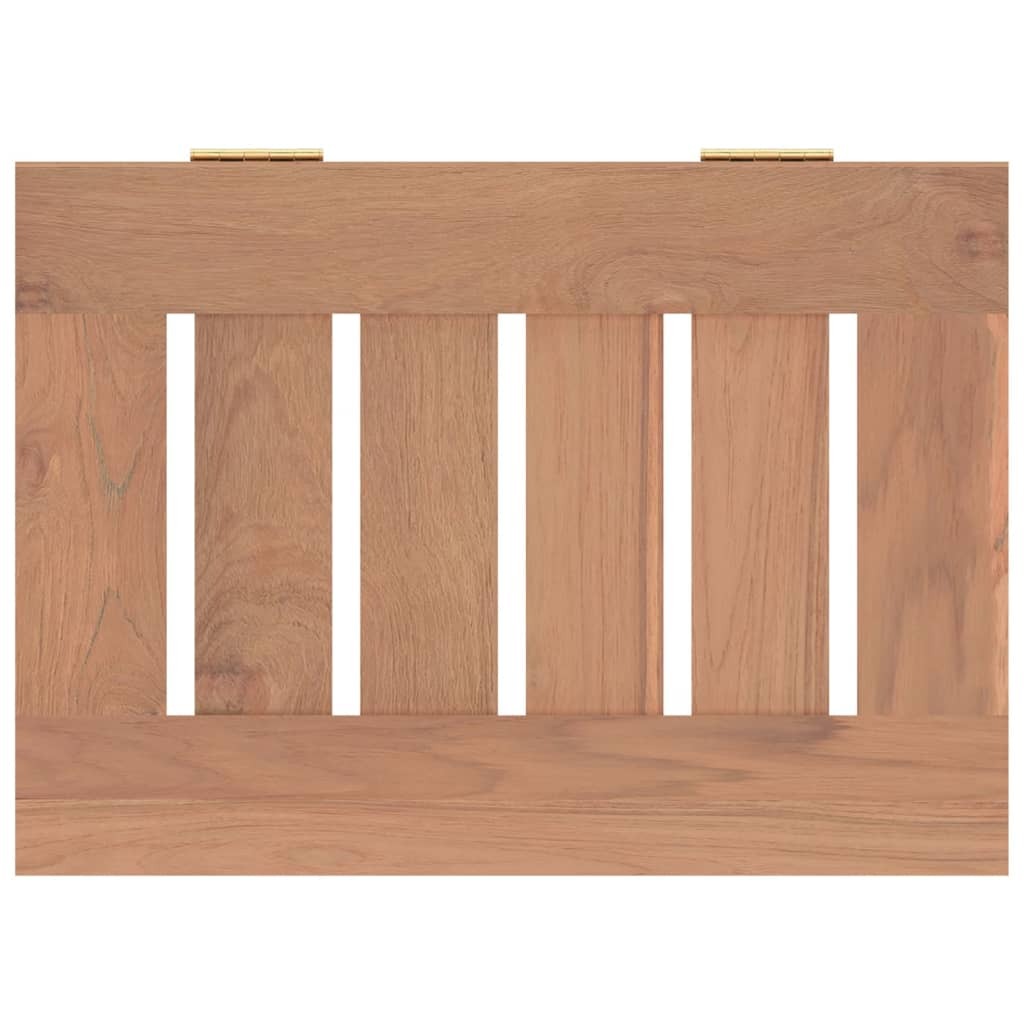 Wash Bin Solid Teak Wood Laundry Basket Slatted Storage Bathroom 35x25x60cm