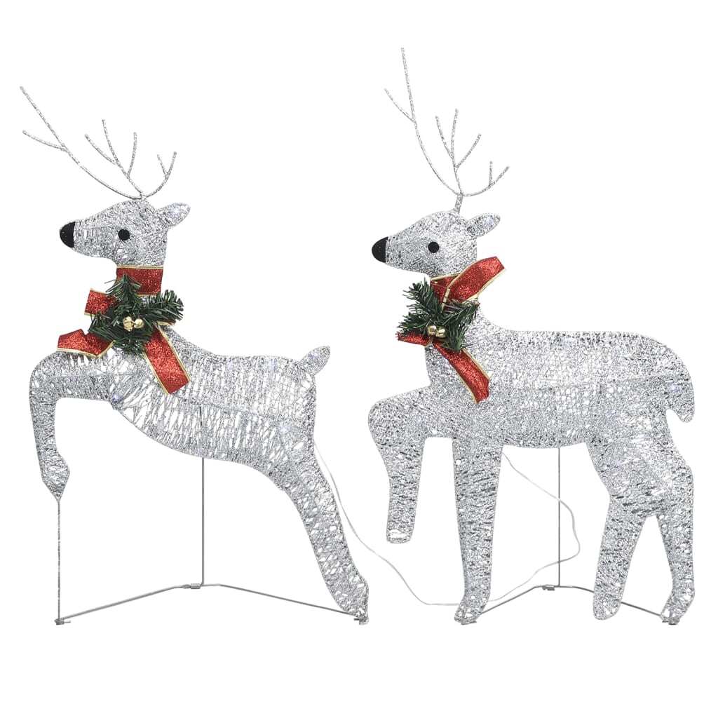 Christmas Reindeers 2pcs LED 40 Lights Metal Indoor Outdoor Xmas Decor Silver